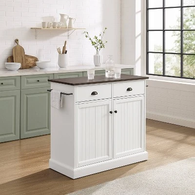 Shoreline Kitchen Island White/Dark Brown - Crosley 3 Shoreline Kitchen Island White/Dark Brown - Crosley