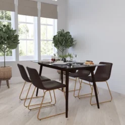 Set Of 2 Faux Leather Bucket Seat Dining Chairs With Frame - Merrick Lane 35 Set Of 2 Faux Leather Bucket Seat Dining Chairs With Frame - Merrick Lane -Baxton Home Shop GUEST 53cc3b6c 7527 4834 90cf 894884f6acec