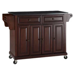 Solid Black Granite Top Kitchen Cart/Island - Vintage Mahogany - Crosley