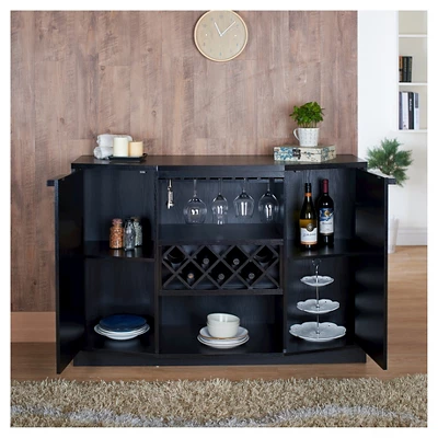 Rosio Transitional Criss Cross Wine Storage Dining Buffet Black - HOMES: Inside + Out 4 Rosio Transitional Criss Cross Wine Storage Dining Buffet Black - HOMES: Inside + Out - Image 2
