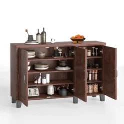 Costway 3-Door Buffet Sideboard Storage Credenza Cabinet Console Adjustable Shelf Brown/White Wash -Baxton Home Shop GUEST 5605ad46 8ced 4d25 a7e3 1d2baefed09b