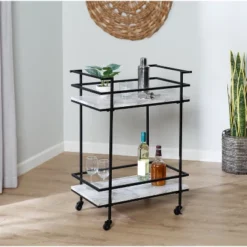 Honey-Can-Do 2 Tier Bar Cart Faux Marble -Baxton Home Shop GUEST 56a0a6ca bb5e 4352 974a 3f49cc2919d9
