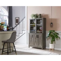 Home Source Home Bar Cabinet Rotating Wine Rack -Baxton Home Shop GUEST 56e1b2d6 2958 4a76 86a7 57af9427ef0b