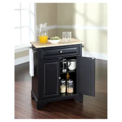 LaFayette Natural Wood Top Portable Kitchen Island - Black - Crosley -Baxton Home Shop GUEST 570c3b53 c567 407f ad87 c2e7af898ce2
