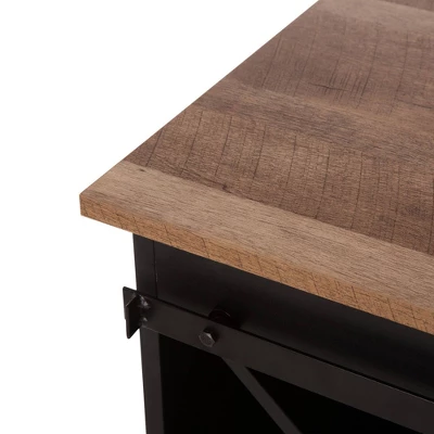 Modern Industrial Wine Cabinet With Sliding Door Brown - Glitzhome 10 Modern Industrial Wine Cabinet With Sliding Door Brown - Glitzhome - Image 8