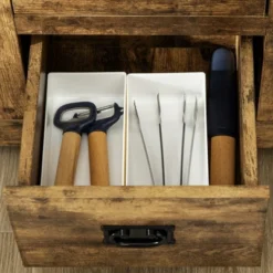 HOMCOM Industrial Buffet Cabinet Free Standing Kitchen Sideboard With Five Drawers Two Door Cabinets Adjustable Shelf For Living Room -Baxton Home Shop GUEST 57773bdb 660b 4fbb 8ac0 5782df0331ab