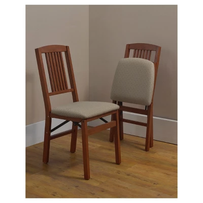 2pc Mission Back Folding Chairs Cherry - Stakmore 4 2pc Mission Back Folding Chairs Cherry - Stakmore - Image 2