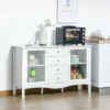 HOMCOM Modern Sideboard, Serving Buffet Cabinet, Cupboard With Glass Doors, Drawers And Adjustable Shelves For Living Room, White -Baxton Home Shop GUEST 5868c8db b6af 4dad 91e0 49b9f72538d2