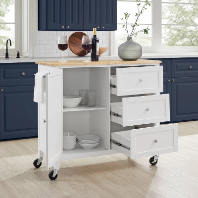 Soren Wood Top Kitchen Island/Cart Natural/White - Crosley 5 Soren Wood Top Kitchen Island/Cart Natural/White - Crosley - Image 3