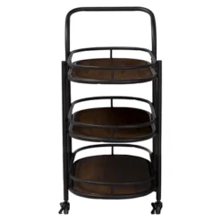 Karlin Rustic Industrial Style Antique Black Textured Finish Metal Distressed Wood Mobile Kitchen Bar Serving Wine Cart - Baxton Studio -Baxton Home Shop GUEST 5908f14d 826b 420f 9e52 05515595c316