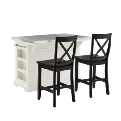 Julia Stainless Steel Top Island With 2 Black X-Back Stools White - Crosley 15 Julia Stainless Steel Top Island With 2 Black X-Back Stools White - Crosley -Baxton Home Shop GUEST 590c9849 5668 4299 901a 5664eb9251b4