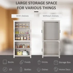 HOMCOM 64" 4-Door Kitchen Pantry, Freestanding Storage Cabinet With 3 Adjustable Shelves For Kitchen, Dining Or Living Room -Baxton Home Shop GUEST 593fc79d 876f 4e76 af5e db1e42c6fa98