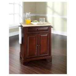 LaFayette Natural Wood Top Portable Kitchen Island - Vintage Mahogany - Crosley -Baxton Home Shop GUEST 594fd58b 382b 48ed 874a 11d9a1677f29