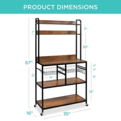 Best Choice Products 67in Counter-Height Baker's Rack W/ Locking Wheels, Adjustable Feet, 2 Wire Baskets 14 Best Choice Products 67in Counter-Height Baker's Rack W/ Locking Wheels, Adjustable Feet, 2 Wire Baskets -Baxton Home Shop GUEST 595ce3eb 1252 44e4 bc40 c25539069d1c