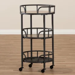 Bristol Rustic Industrial Style Metal And Wood Mobile Serving Cart - Brown - Baxton Studio -Baxton Home Shop GUEST 596ff4d7 c918 4999 a259 73d3c7846270
