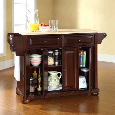 Alexandria Wood Top Full Size Kitchen Island/Cart Mahogany - Crosley 4 Alexandria Wood Top Full Size Kitchen Island/Cart Mahogany - Crosley - Image 2
