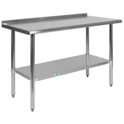 Emma And Oliver Stainless Steel 18 Gauge Prep And Work Table With Backsplash And Shelf, NSF -Baxton Home Shop GUEST 5ae15903 f499 4ca2 804b 210a00e0517d