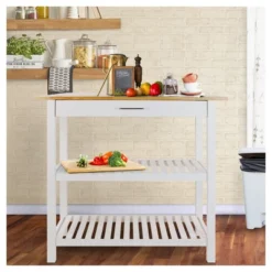 Kitchen Island With Two Shelves - Flora Home -Baxton Home Shop GUEST 5b001227 3d9e 4659 97ef 1a4ae77d0c53