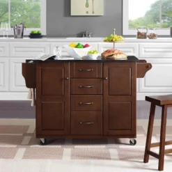 Eleanor Granite Top Kitchen Cart Mahogany/Black - Crosley -Baxton Home Shop GUEST 5b042766 78f2 42f0 9e44 a3267dac8212