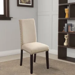 Set Of 2 Nailhead Trim Transitional Side Chairs Black/Cream - Benzara -Baxton Home Shop GUEST 5b42b7c1 6d79 4363 b3d2 9343782e8424