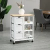 HOMCOM Rolling Kitchen Island Cart, Bar Serving Cart, Compact Trolley On Wheels With Wood Top, Shelves & Drawers For Home Dining Area -Baxton Home Shop GUEST 5bb771ce c15a 4539 b962 401a1c3c984e