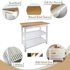 Kitchen Island With Two Shelves Natural/Gray - Flora Home -Baxton Home Shop GUEST 5c06bcee 7f85 4cb1 ab7a f0e0029175ea