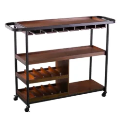 Tansley Rolling Wine Cart Brown - Aiden Lane -Baxton Home Shop GUEST 5d4d310d ac0a 4a53 b140 d87f417a733d