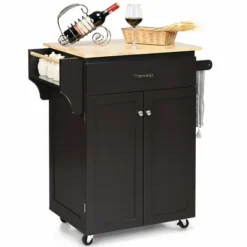 Costway Rolling Kitchen Island Utility Kitchen Cart Storage Cabinet Brown/White -Baxton Home Shop GUEST 5d96bae3 7583 44bb a69d f7f1ffd7d584