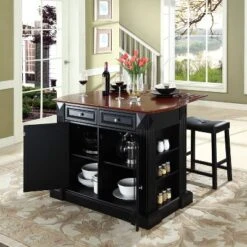 24" Coventry Upholstered Saddle Stools & Drop Leaf Breakfast Bar Black - Crosley -Baxton Home Shop GUEST 5db65b7d dd0c 4776 b331 6e97f4d7cafa