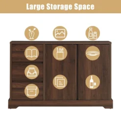 Costway Buffet Sideboard Cupboard Cabinet Console Table W/ 3 Drawers & Adjustable Shelf -Baxton Home Shop GUEST 5e2f3319 953d 487a 9f99 ecac233796ef