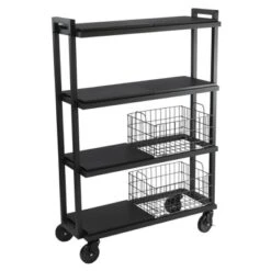 Cart System With Wheels 4 Tier Black - Atlantic