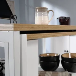 Counter Height Kitchen Island Baltic Oak Trim White - Sauder -Baxton Home Shop GUEST 5f1bd949 74b7 47e9 b04f f8b143263cd0