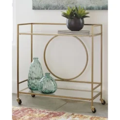 Jackford Bar Cart Antique Gold Finish - Signature Design By Ashley
