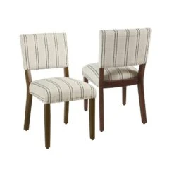 Set Of 2 Stripe Dining Chairs - HomePop -Baxton Home Shop GUEST 60210cf7 08c3 4aba a9b9 0b83951caab0