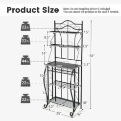 Costway 5-Tier Metal Kitchen Bakers Rack Microwave Storage Rack Oven Stand With Wine Organizer -Baxton Home Shop GUEST 618bcf96 b2fa 447d ab9a b8afbe909e76