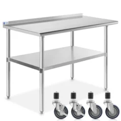 GRIDMANN Stainless Steel Table With Backsplash & 4 Casters (Wheels), NSF Commercial Kitchen Work & Prep Table -Baxton Home Shop GUEST 61948331 e135 4cc7 ae3d 95411af18cd4