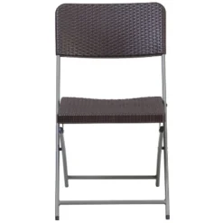 Flash Furniture 2 Pack HERCULES Series Brown Rattan Plastic Folding Chair With Gray Frame -Baxton Home Shop GUEST 61a88752 808d 446e 9406 ac190f2a44e6
