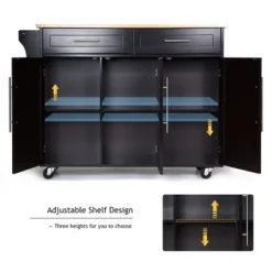 Costway Kitchen Island Trolley Cart Wood Top Rolling Storage Cabinet W/Knife Block WhiteBrown -Baxton Home Shop GUEST 61bd6aae c079 4269 9a42 f447ec7d2138