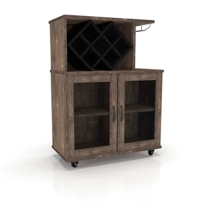 Morse Farmhouse Mobile Wine Cabinet Reclaimed Oak - HOMES: Inside + Out 4 Morse Farmhouse Mobile Wine Cabinet Reclaimed Oak - HOMES: Inside + Out - Image 2