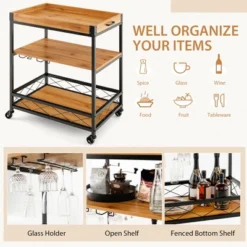 Costway 3-Tier Kitchen Cart Island Rolling Rack Serving Trolley Detachable Top & Glass Holder 15 Costway 3-Tier Kitchen Cart Island Rolling Rack Serving Trolley Detachable Top & Glass Holder -Baxton Home Shop GUEST 6389f907 7771 4fc5 8261 4678a6268239