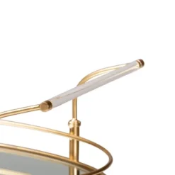 Nakano Metal And Glass 2 Tier Wine Cart Gold/Mirror - Baxton Studio -Baxton Home Shop GUEST 63998cfc d331 4ebf 9b08 ad3495fc190d