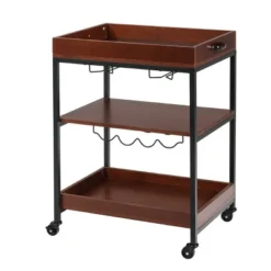 Costway 3 Tier Trolley Cart Kitchen Island Serving Bar Cart W/ Glass Holder & Wine Rack -Baxton Home Shop GUEST 63e25e0e d39d 41a6 b562 50c74a4a23f2