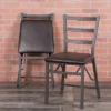 Emma And Oliver 2 Pack Ladder Back Metal Folding Chair With Brown Vinyl Seat