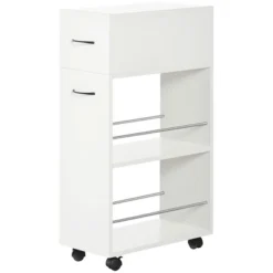 HOMCOM 3- Tier Slim Storage Cart, Rolling Narrow Kitchen Cart On Wheels For Small Place, Slide Out Side Utility Cart For Bathroom, Laundry 9 HOMCOM 3- Tier Slim Storage Cart, Rolling Narrow Kitchen Cart On Wheels For Small Place, Slide Out Side Utility Cart For Bathroom, Laundry -Baxton Home Shop GUEST 6449bb6c ea89 4a55 9d18 aec049a6f65e