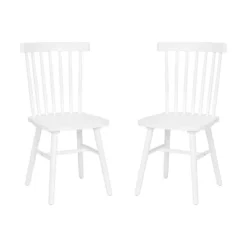 Emma And Oliver Set Of Premium Solid Wood Spindle Back Armless Dining Chairs With Saddle Seats And Felt Floor Protectors -Baxton Home Shop GUEST 645558c8 a1aa 4bd5 a67a 50dc65d3ffda