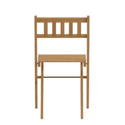 Merrick Lane Set Of 2 Solid Acacia Wood Armless Folding Patio Bistro Chairs With Slatted Backs And Seats In Natural Finish -Baxton Home Shop GUEST 64624892 858e 4377 96de 04918efcd800 2