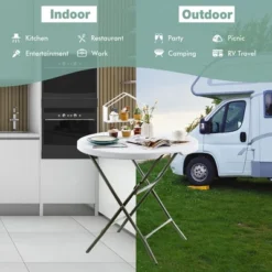 Costway 32'' Round Folding Table Portable & Lightweight Table For Indoor & Outdoor Use White -Baxton Home Shop GUEST 6466d6c3 471f 4d04 92e3 b57f59431692