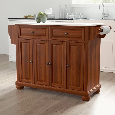 Alexandria Stone Top Full Size Kitchen Island/Cart Cherry/White - Crosley 3 Alexandria Stone Top Full Size Kitchen Island/Cart Cherry/White - Crosley