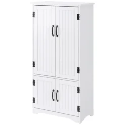 HOMCOM 48.5" Farmhouse Kitchen Pantry, Floor Storage Cabinet, Cupboard Organizer With Adjustable Shelves And 4-Doors For Dining Room 12 HOMCOM 48.5" Farmhouse Kitchen Pantry, Floor Storage Cabinet, Cupboard Organizer With Adjustable Shelves And 4-Doors For Dining Room -Baxton Home Shop GUEST 64df86eb 310c 4d30 b706 a5a025434a07