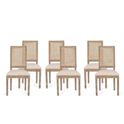 Set Of 6 Regina French Country Wood And Cane Upholstered Dining Chairs - Christopher Knight Home -Baxton Home Shop GUEST 65489b8a 46b5 40ba b009 2f282869d961